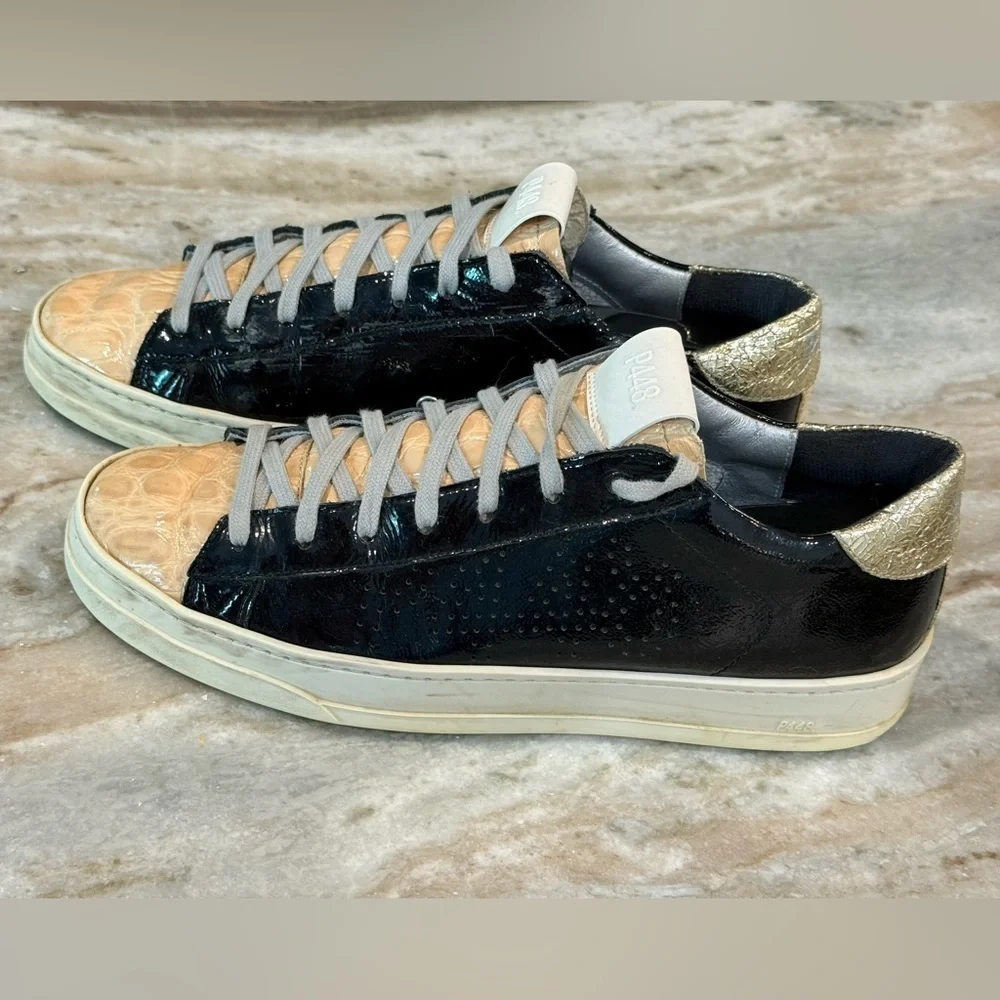 Women’s P448 black patent/tan croc sneakers- Size 39 - Picture 2 of 10